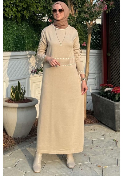Rabia Şamlı Samanyolu Taş Triko Elbise Normal