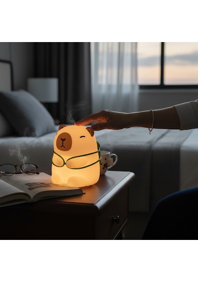Sevimli Capybara Led Gece Lambası Dokunmatik, Yumuşak Işık, Dekoratif Abajur Diğer