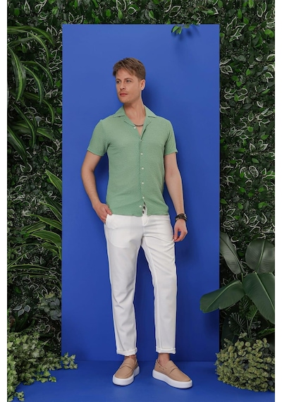 Efor G 1536 Slim Fit Yeşil Klasik Gömlek Yeşil