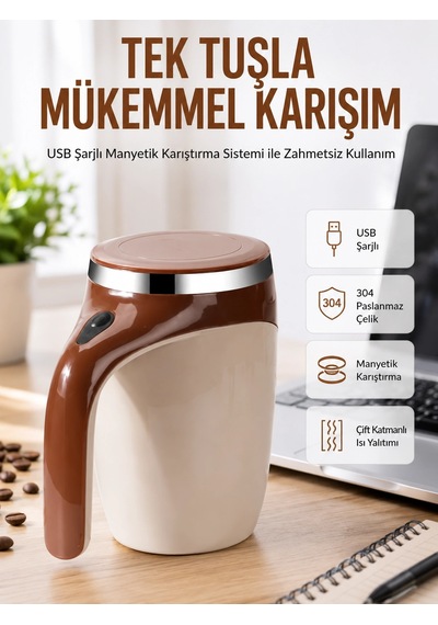 Usb Şarjlı Elektrikli Karıştırıcı Kupa Sıcak & Soğuk İçecekler İçin Rekli