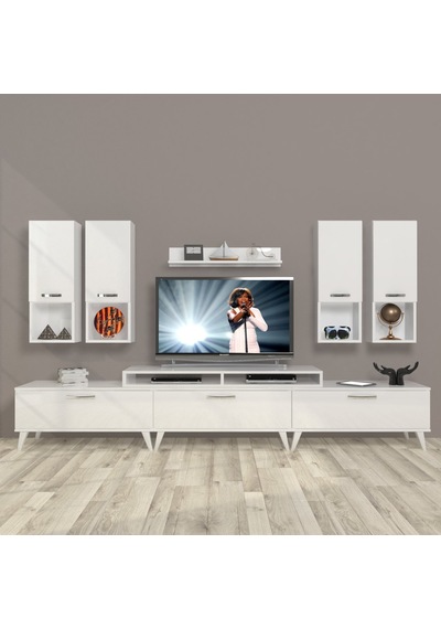 Decoraktiv Ekoflex 8da Mdf Retro Tv Ünitesi Tv Sehpası Beyaz