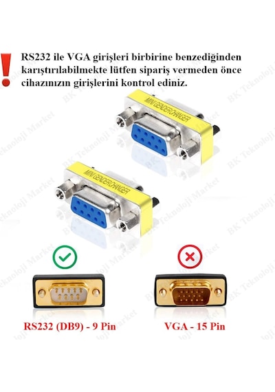 Rs232 9 Pin Dişi Dişi Cinsiyet Değiştirici Adaptör