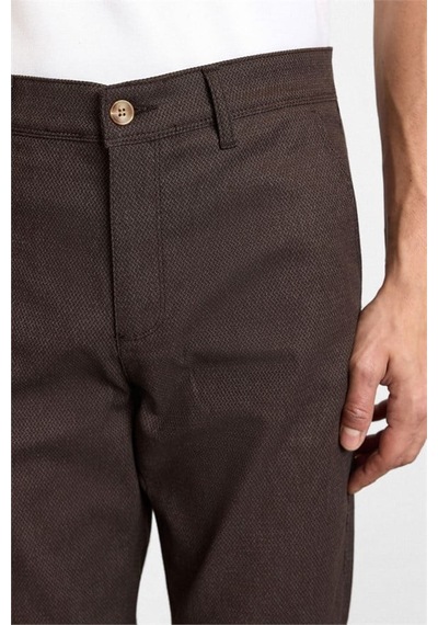 Süvari Koyu Kahve Slim Düz Armürlü Normal Bel Casual Pantolon Spn2020500019-kh9