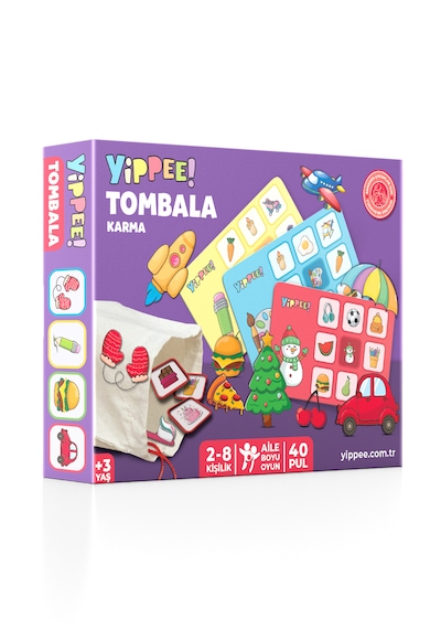Çocuk Tombala Karma Temalı Ham Bez Kese 8 Tabla 40 Pul 60 Parça