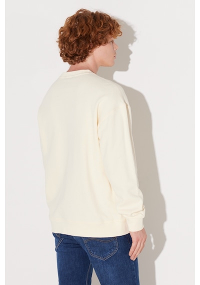 Lee Relaxed Fit Geniş Kesim Bisiklet Yaka Pamuk Ekru Erkek Içi Polarlı Sweatshirt LM01RJNQ Ekru Lee Relaxed Fit Geniş Kesim Bisiklet Yaka Pamuk Ekru Erkek Içi Polarlı Sweatshirt LM01RJNQ Ekru