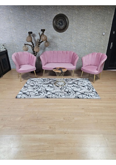 Papatya Çay Seti Koltuk Takımı Gold Sivriltme Ayak, Balkon, Salon 001