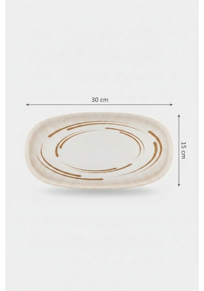 6'lı Toledo Oval Kayık Tabak 30cm Dijital Costa Rinart Krem