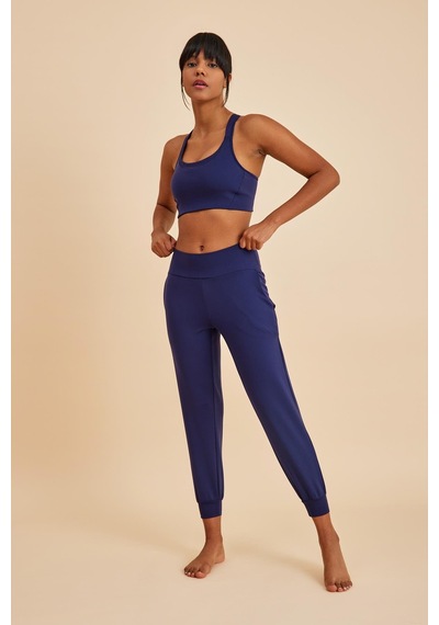 Sportive Lacivert Light Touch Bilekten Lastikli Yüksek Bel Jogger Kadın Eşofman Alt Lacivert