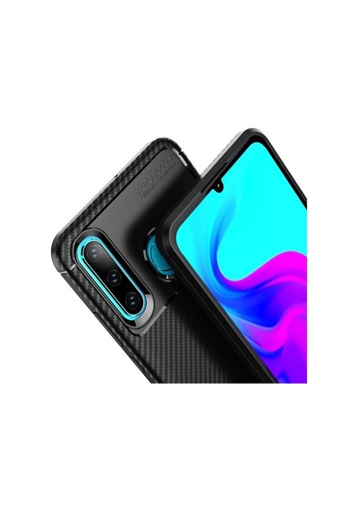 Huawei P30 Lite Karbon Desenli Negro Silikon Kılıf Kahverengi
