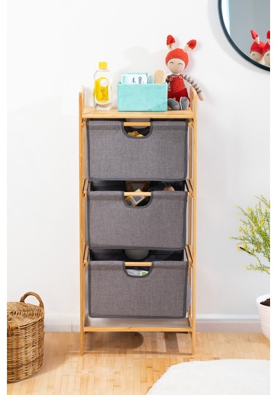 Porsima 2059 3 Katlı Ahşap Çok Amaçlı Çekmeceli Organizer Dolap