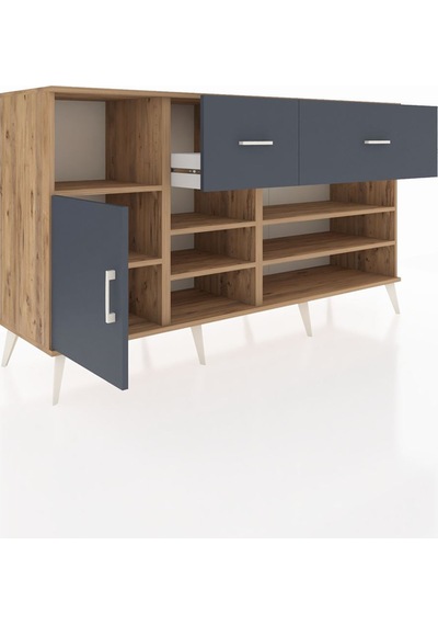 Hyperion Konsol 6 Raflı 2 Çekmeceli Tek Kapaklı 176x44x99 Çam-an Çam-antrasit Hyperion Konsol 6 Raflı 2 Çekmeceli Tek Kapaklı 176x44x99 Çam-an Çam-antrasit