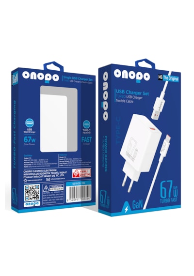 Onopo M6 67W Usb Esnek Kablo Type-c Turbo Hızlı Şarj Aleti Seti Onopo M6 67W Usb Esnek Kablo Type-c Turbo Hızlı Şarj Aleti Seti