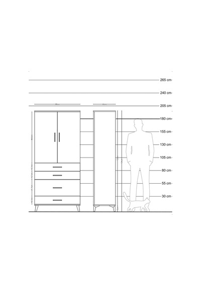 Hyperion Dolap 3 Raflı 4 Çekmeceli 2 Kapaklı 88x44x195 Antras... Antrasit