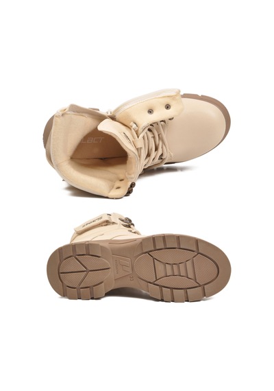 Bej Vizon İçi Polarlı Kaymaz Taban Unisex Çocuk Bot 24035 F Bej-vizon