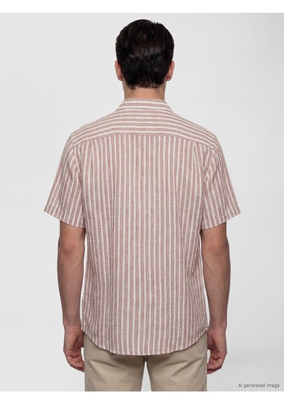 Lcwaıkıkı Classic Kahverengi Regular Fit Çizgili Erkek Gömlek