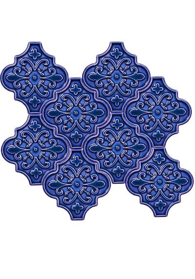 Armada Çini 12x12 Ottoman Çiçekli Arabesk Kobalt Çini Karo