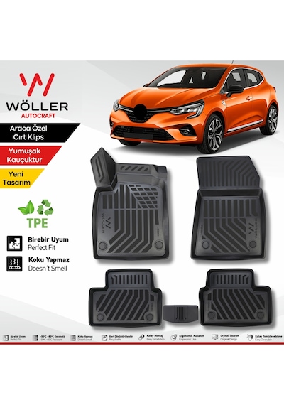 Renault Clio 5 Uyumlu Paspas 2020 2025 Arası Uyumlu 3d Havuzlu Paspas