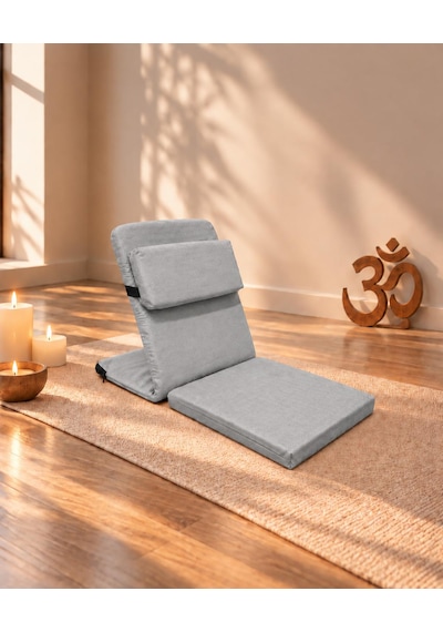 Meditasyon Sandalyesi İlave Yastıklı Backjack Xl Yoga, Nefes, Meditasyon Sandalyesi Duck Kumaş Gri