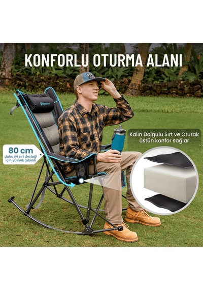 Fundango Cozy Rocking Chair Sallanan Katlanır Kamp Sandalyesi Black Siyah