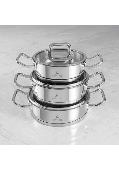 Aryıldız Vento Prestige 6 Parça Mini Tencere Seti Gri
