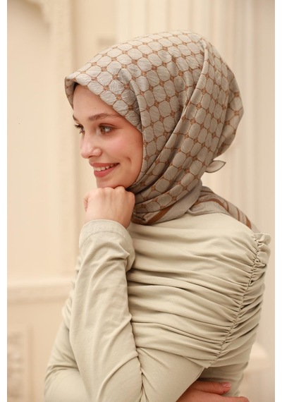 Silk Home Olinda Eşarp 48004-90 Gri, Çikolata Kahve