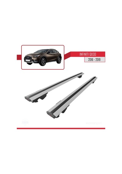 İnfiniti Qx30 2016-2019 Arası İle Uyumlu Hook Model Anahtar Kilitli Ara Atkı Tavan Barı Gri
