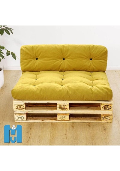 İç Mekan Yıkanabilir Balkon Teras Yer Minderi Takımı Ebat 80x60 Cm Sarı Çok Renkli