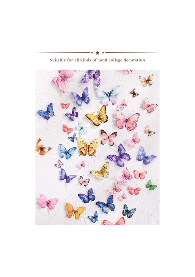 Lexroo Craft 6 Sayfa 118 Adet Şeffaf Kelebek Sticker Bullet Journal Scrapbook Laptop Ajanda