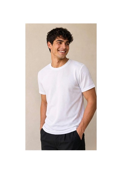 Regata Erkek/unisex Desenli Bisiklet Yaka Basic T-shirt Beyaz