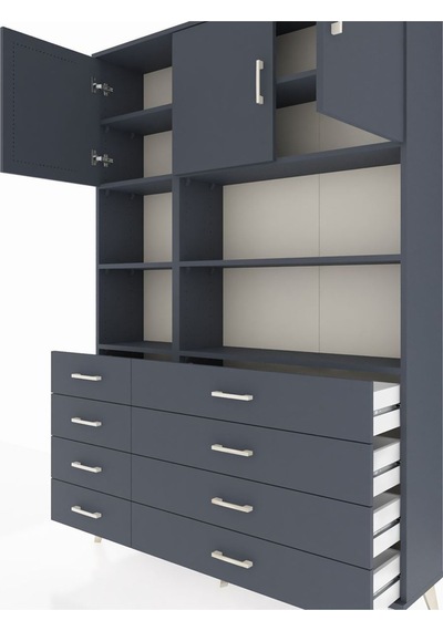 Arges Dolap 8 Raflı 8 Çekmeceli 3 Kapaklı 132x30x195 Antrasit-antrasit/antrasit Antrasıt/antrasıt Arges Dolap 8 Raflı 8 Çekmeceli 3 Kapaklı 132x30x195 Antrasit-antrasit/antrasit Antrasıt/antrasıt
