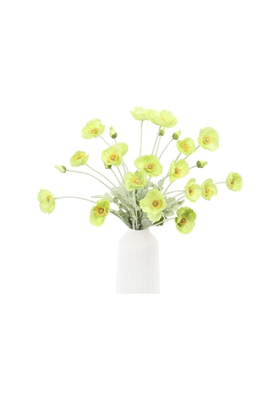 Yapay Çiçek Gelincik Çiçeği Yeşil Renk 3 Çiçek 1 Tomurcuk 59cm Yeşil