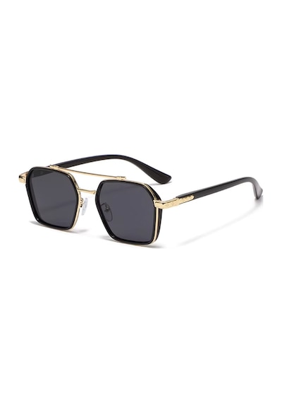 Favon Gold Retro Köşeli Metal Çerçeve İnce Sap Unisex Uv400 Vintage Retro Güneş Gözlüğü Altın