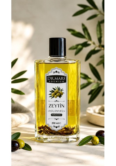Dr.mars Premium Zeytin Kolonyası Parçacıklı 200 Ml, Cam Şişe