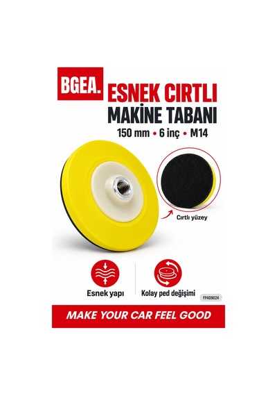 Bgea Premium Makine Tabanı Esnek Cırlı Sarı 6 İnç 150 Mm