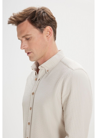 AC&Co / Altınyıldız Classics Erkek Bej Slim Fit Dar Kesim Düğmeli Yaka %100 Pamuk Gömlek Bej AC&Co / Altınyıldız Classics Erkek Bej Slim Fit Dar Kesim Düğmeli Yaka %100 Pamuk Gömlek Bej