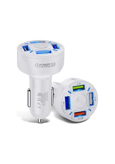 Uslion Qc3.0 4- Port Çıkışlı Çoklu Usb Araç Şarjı Şarj Aleti Beyaz