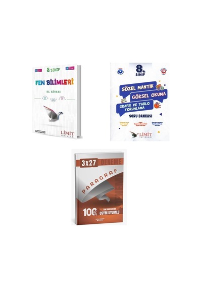 2027 Limit 8. Sınıf Fen Bilimleri El Kitabı + Mantık Sözel Görsel Okuma Grafik Ve Tablo Yorumlama Soru 3'lü Set
