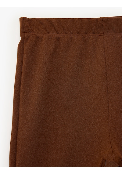 Koton Yırtmaç Detaylı Slim Fit İspanyol Paça Tayt Kahverengi 7wkg40173ak Kahve
