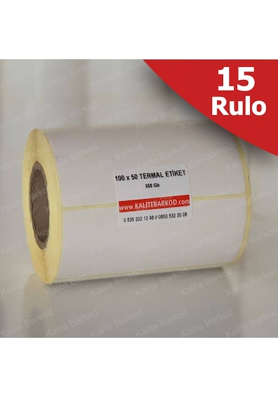Termal Etiket 100X50 - Barkod Etiketi 15 Rulo 7.500 Adet