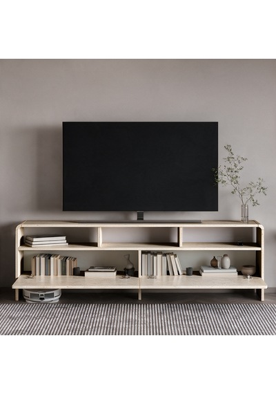 İnarch Dizayn Onda 2 Kapaklı Tv Sehpası - 160 Cm Modern Depolama Üniteli Tv Konsolu Traverten İnarch Dizayn Onda 2 Kapaklı Tv Sehpası - 160 Cm Modern Depolama Üniteli Tv Konsolu Traverten