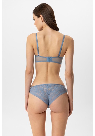 Pierre Cardin Lingerie Kadın Milan Push Up Dantelli Sütyen Tanga Takım Mavi