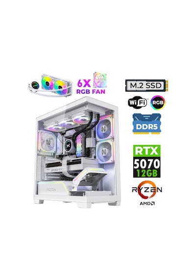 Xaser JETT X60 R5-7500F 16 GB 1 TB M.2 NVMe SSD 12 GB RTX5070 Free Dos Masaüstü Oyuncu Bilgisayarı