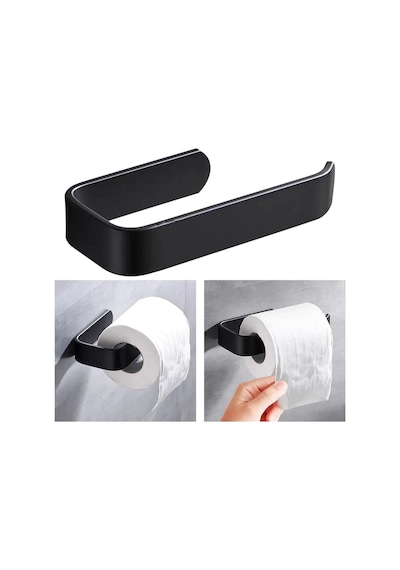 Alper Banyo Siyah Yapışkanlı Lüks Lamalı Tuvalet Kağıtlığı