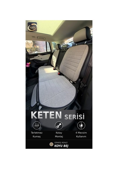 Fiat Egea Cross 2020-2026 Ön Ve Arka Koltuk Terletmez Dolgulu Keten Koltuk Minder / Kılıf Set Koyu Bej