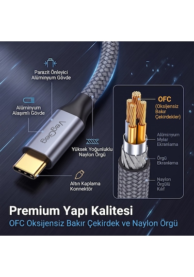 Veggieg Type-c To Displayport Dp 8k 60hz Ofc Bakır Çevirici Dönüştürücü Adaptör