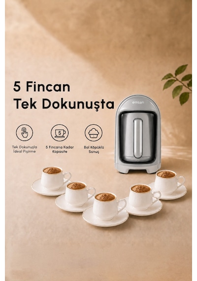 Emsan Kumda 5 Fincan Kapasiteli Türk Kahve Makinesi Starlight Bej
