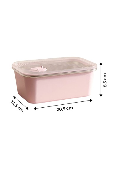 Stainless Paslanmaz Çelik Vakumlu Saklama Kabı,fırın Ve Kek Kabı 1,3lt Yemek Kabı Sefer Tası Pembe