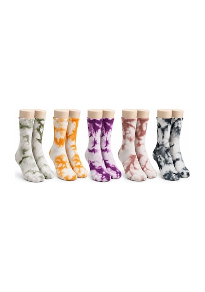 Unisex Batik Desenli Çorap 5'li Set Renkli Pamuklu Uzun Soket Dikişsiz Nefes Alan Günlük Spor Çorabı Çok Renkli, 39-44