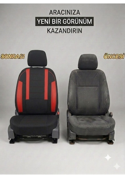 Veloce Siyah Kırmızı Serisi Üniversal Oto Koltuk Kılıfı Ön Arka Koltuk Tam Set 65820292