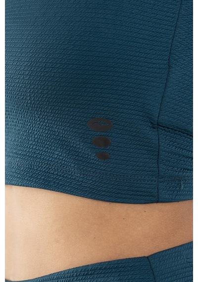 Maraton Active Slimfit Kadın Balıkçı Yaka Kolsuz Koşu Turkuaz Crop Top 22257 Turkuaz